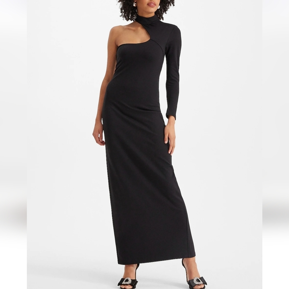 Express Black One-Shoulder Long Maxi Dress Size XS